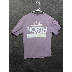 The North Face Mens Small Purple Graphic T-Shirt Never Stop Exploring Back Logo